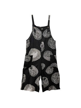 Women's VONDA Medium Jumpsuit Tree Ring Geometric Print Overalls Black White